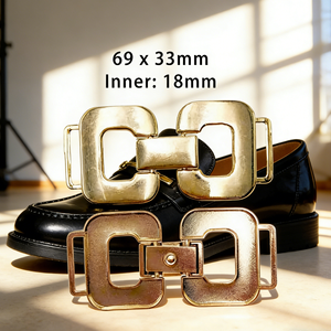 Accessoires de chaussures en métal <span class=keywords><strong>sans</strong></span> nickel en gros avec logo personnalisé, boucles en alliage personnalisées, crochets décorés par placage - Product Image 1