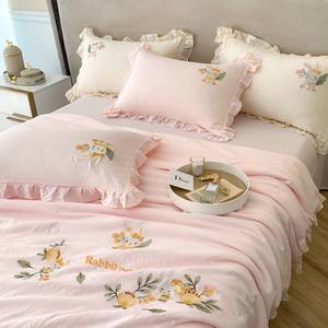 Proveedor de edredones bordados de fibra lyocell, color rosa y transpirable de alta calidad para verano - Product Image 3