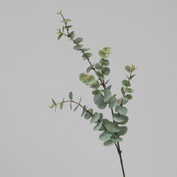 Daun Eucalyptus Buatan PVC Sentuhan Realistis Gaya Nordik, Cabang Panjang, Tanaman Hias Lanskap, Hijauan Indoor/Outdoor, Dedaunan Pohon Uang