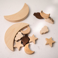 Jouet d'équilibre en bois Montessori, étoile et lune en bois, jeux éducatifs d'empilage et d'équilibre pour enfants