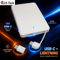 Batería Externa Ultrafina Promocional GifTek con Certificación CE, Material ABS, Logotipo Personalizado, Tamaño de Tarjeta de Crédito, Mini 2500mAh, Conector Micro USB