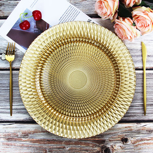 Hiện đại vòng 13 "Vàng rạn san hô Kính sạc tấm sang trọng màu vàng sạc vòng dưới tấm kính cho đám cưới Bảng trang trí - Product Image 5