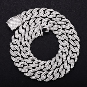 Precio al por Mayor 10mm 15mm 18mm VVS Moissanita Cadena Cubana Lista para Enviar Plata de Ley Collar Cubano Regalo - Product Image 4