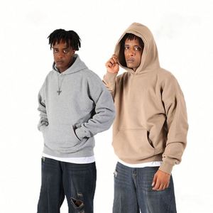 H5562 Fabricant de vêtements pour hommes, vente en gros, sweats à capuche personnalisés 100% coton, sans cordon, sweats à capuche oversize sans impression - Product Image 4