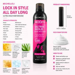 Espuma para Peinar Voluminizadora de Fijación Ultra Fuerte para Todo Tipo de Cabello, Marca Privada Profesional OEM, Venta al Por Mayor, MOQ Bajo, Espuma para Trenzas - Product Image 4