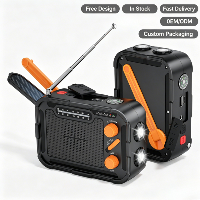 Emergency Hand Crank Solar AM FM Radio with SOS Alarm Flashlight Compass 2000Mah Power Bank for Outdoor Survival