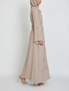 アラビアンイスラム服カスタムシフォンビーズオープンアバヤ女性用イスラム教徒用ドレス - Product Image 5