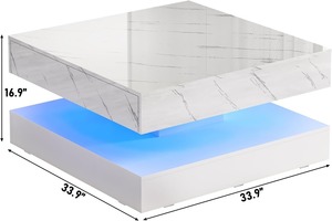 โต๊ะกลางทรงสี่เหลี่ยมขนาดใหญ่โต๊ะกาแฟดีไซน์สองชั้นสีขาวทันสมัยตามสั่งห้องนั่งเล่นมันวาวสูง - Product Image 5
