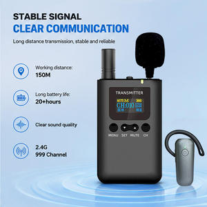 ระบบนำทางด้วยเสียงไร้สาย 2.4GHz ป้องกันการรบกวน ระยะ 150 ม. แบตเตอรี่ใช้งานได้ 20 ชั่วโมง พร้อม 999 ช่องสัญญาณสำหรับการแปลพร้อมกัน - Product Image 1