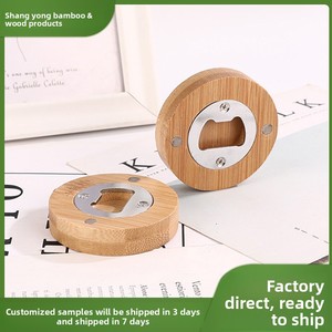 Apribottiglie Magnetico Rotondo in <span class=keywords><strong>Legno</strong></span> Creativo con Logo Personalizzato per Uso e Decorazione - Product Image 2
