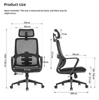 Chaise de bureau exécutive moderne, fonction réglable et extensible, structure en acier inoxydable, pieds en plastique, dossier en maille, pivotante, pour chambre et école