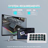BSSY) Clavier Stream Deck visuel avec écran LCD, 15 touches, contrôleur de création de contenu en direct, personnalisable pour Windows/MacOS/Android/iOS, cadeau