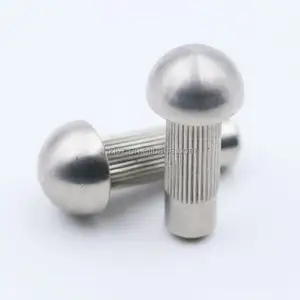 custom stainless steel 5mm 5mm 8mm 10mm round head splined pins stud solid rivet with knurled shaft