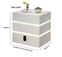 Table de chevet intelligente de luxe moderne avec lumière LED, chargeur sans fil et verrouillage par mot de passe pour chambre, villa et appartement