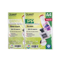 QUAFF 22 hojas de papel adhesivo transparente imprimible para impresora de inyección de tinta, papel adhesivo transparente de vinilo Premium impermeable