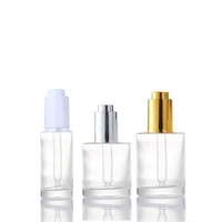 En stock – Flacon compte-gouttes cylindrique en verre transparent de 120 ml (4 oz) à épaulement plat pour cosmétiques, flacon compte-gouttes de 2 oz pour huile de parfum