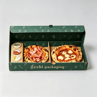 Caja de Pizza Personalizada con 3 Compartimentos, Empaque de Cartón de Grado Alimenticio para Mini Pizzas, Caja Ecológica para Llevar