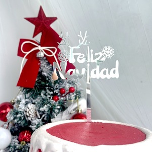 ท็อปเปอร์เค้กอะคริลิค รูปน้ำผึ้งและน้ำตาลหวาน ตกแต่งเค้กสำหรับเทศกาลคริสต์มาส Feliz Navidad - Product Image 1