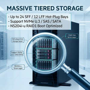 Serveur Tour Haute Performance HPE ProLiant ML350 Gen11 4U avec 2x Intel Xeon Gold, 128 Go DDR5, SSD pour Inferencing IA et Bases de Données - Product Image 4