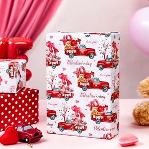 Red Truck Love Wrapping <b>Paper</b> <b>Roll</b> Vintage Truck Polka Dot Reversible Gift <b>Wrap</b> for Valentine’s Day Anniversary Romantic - Product Image 1
