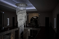 ECOJAS – grand verre k9 en cristal, hôtel de luxe moderne, haut plafond, escalier, led, éclairage suspendu, goutte de pluie, lustre, grand éclairage en cristal