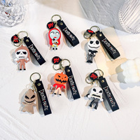 Porte-clés en PVC personnalisé avec logo 3D, personnage de film d'animation mignon, porte-clés en métal léger, imperméable, pour Halloween