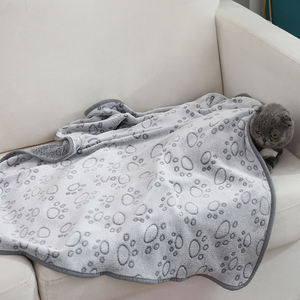 犬用毛布ペット子犬用ベッドマットパッド毛布かわいい足プリント付き - Product Image 5