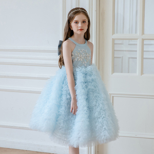 Màu xanh dây hoa cô gái ăn mặc lá sen shump gạc ăn mặc cho lering và lập thể cảm giác bằng cách sản xuất vải cao cấp, - Product Image 4