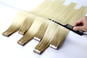 Europeo doble dibujado cabello humano 12A grado ruso Remy Virgen cutícula cinta invisible Ins cinta cruda en extensiones de cabello humano - Product Image 2