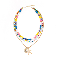 3 Cái/bộ Chunk Choker Bohemian Đầy Màu Sắc Polymer Clay Hạt Với Shell Pearl Hạt Vòng Cổ Trang Sức