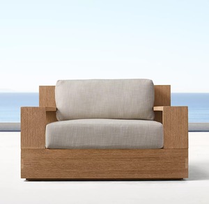 Sillón Giratorio Moderno <span class=keywords><strong>de</strong></span> Madera <span class=keywords><strong>de</strong></span> Teca <span class=keywords><strong>para</strong></span> Exteriores con Diseño Ecológico y Duradero, Cojín Impermeable <span class=keywords><strong>para</strong></span> <span class=keywords><strong>Jardín</strong></span>, Parque, Hotel y Villa - Product Image 4