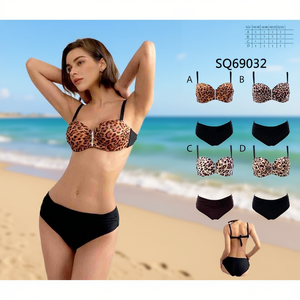 Ensemble de maillot de bain grande taille avec haut de bikini push-up imprimé léopard HDJ et bas de maillot de bain hipster noir SQ69060 - Product Image 5