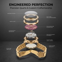 Montre personnalisée pour femmes, luxe, plaquée or, avec lunette en cristal, chronographe, quartz, cadran rose fuchsia