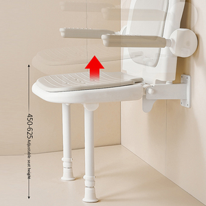 Adjustable Height Stainless Steel Shower Chair - <strong>Bath</strong> <strong>Bench</strong> for Elderly with Backrest, Safety Support - Product Image 6