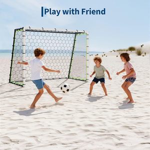 But de football pliable 6x4FT en tube d'acier avec filet de rebond et mur de protection pour usage extérieur - Product Image 3
