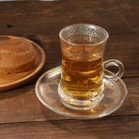 Ensemble de tasses et soucoupes à thé et café en verre arabe du Moyen-Orient, réutilisables, écologiques, soufflées à la bouche, faites à la main, modernes et luxueuses, vente en gros