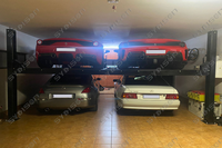 Lève-voiture hydraulique robuste à 4 poteaux double largeur, capacité 4000 kg, plateforme double, empileur de voitures DFPP, stockage pour 4 voitures en garage