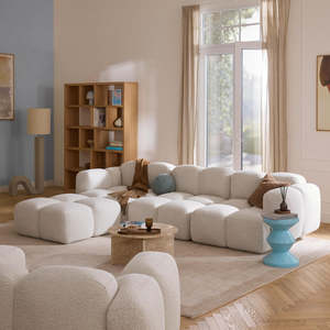 <span class=keywords><strong>Canapé</strong></span> d'angle modulaire en tissu, style minimaliste moderne, avec chaise longue réversible, meubles rembourrés pour salons de villa - Product Image 2