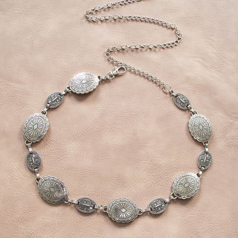 Резьба с логотипом Ретро металлическая цепочка на талии дизайн цепи украшение платье пояс