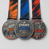 Médaille de basket-ball personnalisée en alliage de zinc 3D, Coupe de la Slam des Ligues Urbaines 3v3 2025, Médailles de récompense sportive en métal avec ruban souvenir