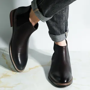 Bottes Chelsea en cuir véritable pour homme TAIJIHUO, design canadien, antidérapantes, à enfiler, pour l'été, l'automne et l'hiver, mode personnalisée - Product Image 1