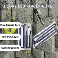 Câble d'extension de cordon d'alimentation pour tube lumineux LED T4 T5 T8, conducteur en cuivre à 3 brins, isolation en PVC