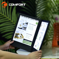 Menu lumineux pour restaurant, café, bar, en cuir rétroéclairé par LED rechargeable, format A4/A5, menu de table à trois faces, menu lumineux