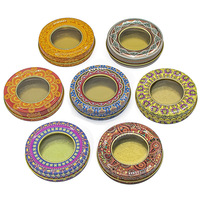 Boîte en fer blanc haut de gamme avec fenêtre, petite taille 1-3g, estampage à chaud or, pour produits de santé, gâteaux, bonbons, chocolats, aliments pour animaux, coffret cadeau