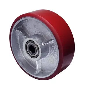 La fabrication de Guangdong en polyuréthane robuste sur roues en fonte vert ou rouge pour roulette