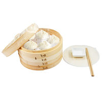 Panier de cuisson vapeur en bambou 4L, 2 niveaux, écologique, pour cuisinière à gaz, cuisine chinoise, raviolis, dim sum, avec couvercle