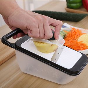 Hot 5-in-1 Manual Stainless Steel <b>Vegetable</b> <b>Cutter</b> <b>Multifunctional</b> Potato Shredder Slicer Fruit Garlic Home Kitchen Easy Tools - Product Image 1