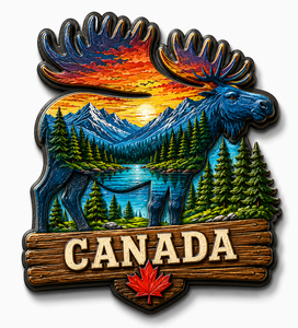 Aimant de réfrigérateur en résine artisanale du Canada, scène de lune couchante avec forêt et montagne, aimant souvenir de voyage d'Amérique du <span class=keywords><strong>Nord</strong></span>, objet de collection - Product Image 6