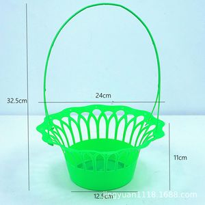 Cesta de Flores de Plástico Jingyuan, 12.5cm de Diámetro en la Base, Verde Fluorescente y Amarillo, para Flores Artificiales y Frescas, Festival Qingming - Product Image 3