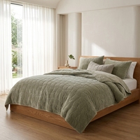 Set Sprei Kasur Ukuran Queen 100% Katun Beludru Rustic 3-Piece, Selimut Nyaman, 1 Selimut (90x96 Inch) 2